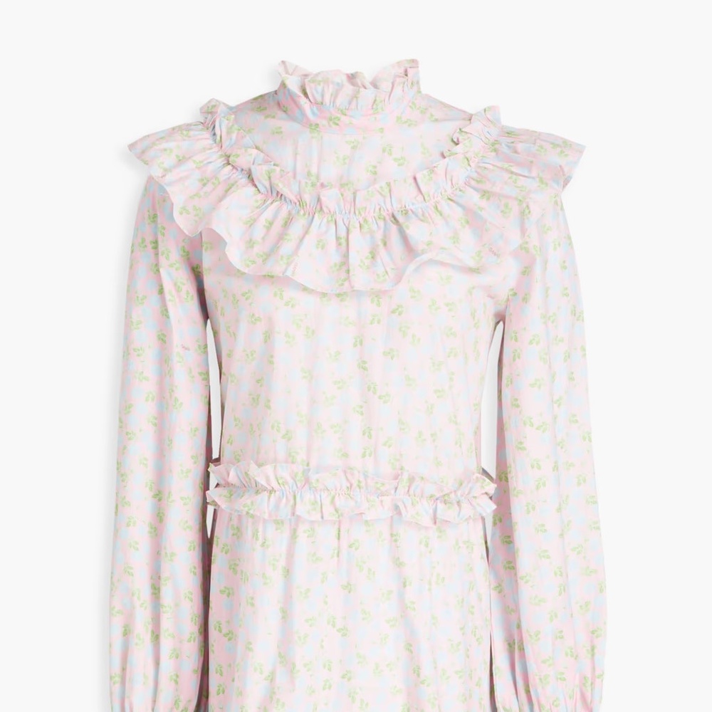 🩵Cottagecore Ruffled Babydoll Dress👗- GANNI - Size 8 - NWT